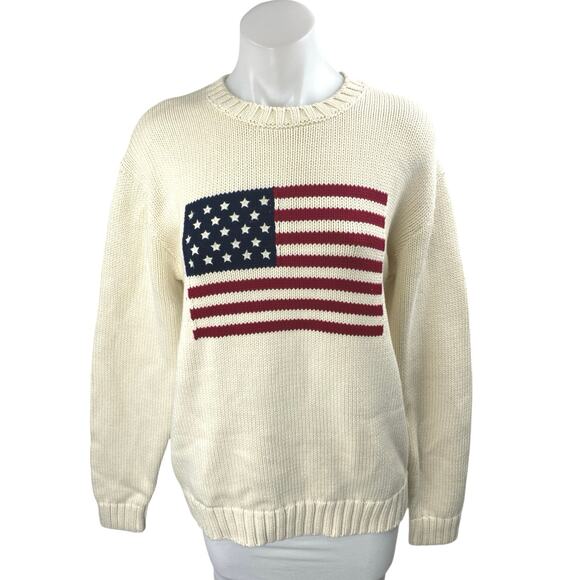 Brandy Melville Sweaters - NEW Brandy Melville Women's Cream USA Flag Crew Long Sleeve Sweater Top Size M